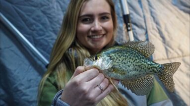 Girlfriend VS Boyfriend ICE FISHING Challenge!! | Ice Fishing Wisconsin 2022